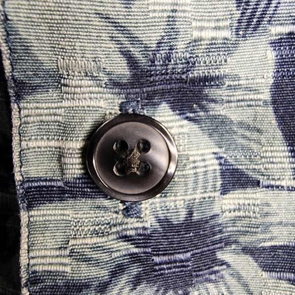 Izod Men's 100% Silk Blue Summer Floral Hawaiian Short Sleeve Button Up Large - Picture 8 of 10